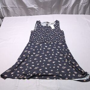 LOFT Womens Black Floral Textured Dress Midi Stretch‎ Button Back Size 4